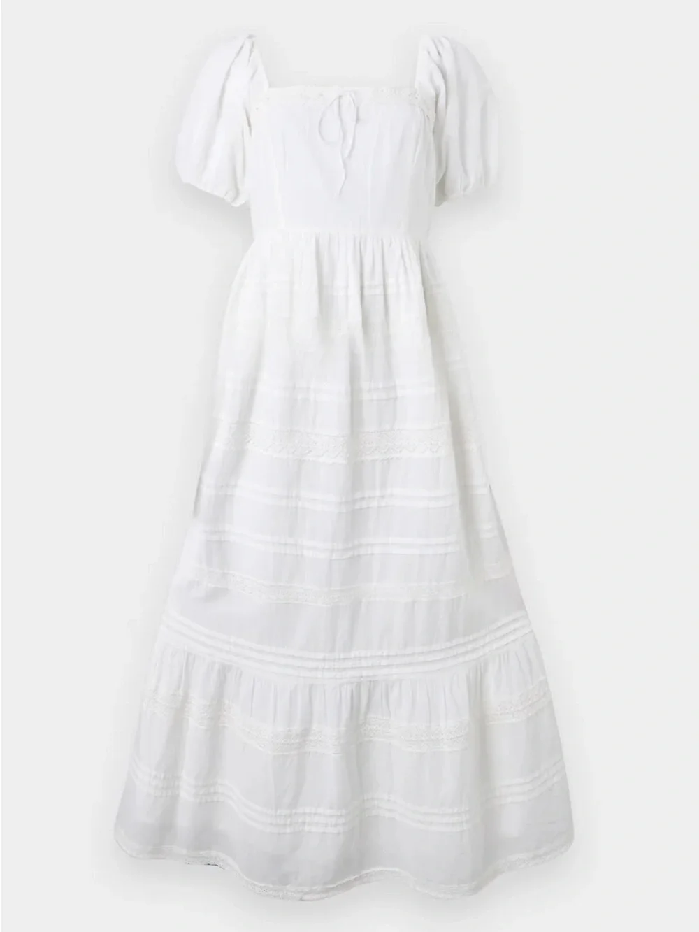 Abercrombie White Puff-Sleeve Square Neck Maxi Dress